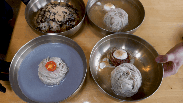 준비된 다양한 4종 막국수들