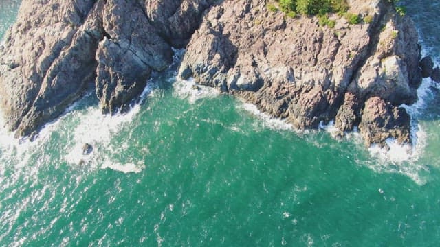 Rocky coastline with waves crashing