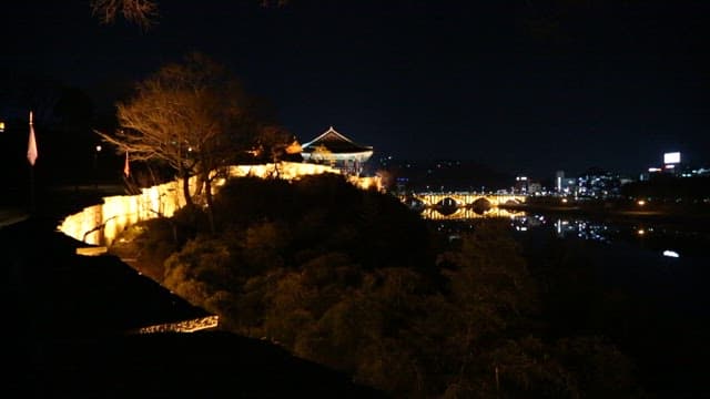 Night View of Traditional Architecture and Cityscape