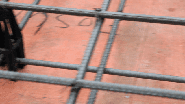 Rebar grid on a construction site