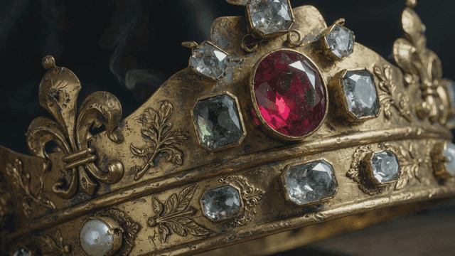 Magnificent crown studded with colorful jewels