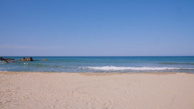 Man standing alone on a serene beach