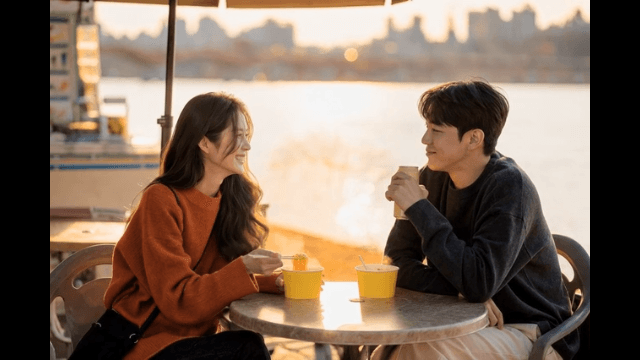 Han River Ramen and smiling couple by river