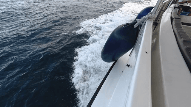 A boat cruising on the open sea