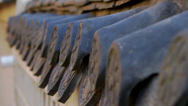 Hanok Wall Lined with Black Tiles