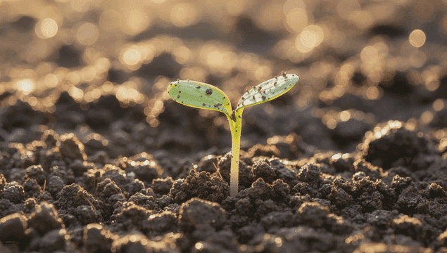 흙에서 자라는 작은 새싹