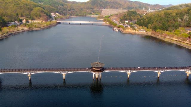 Scenic bridge over a tranquil river