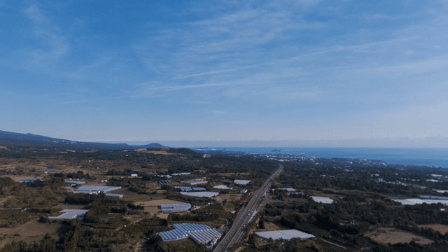 넓게 펼쳐진 농지와 산의 풍경