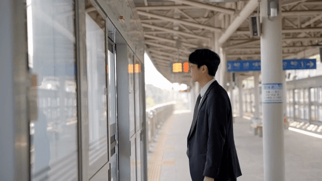Office worker waiting for the subway