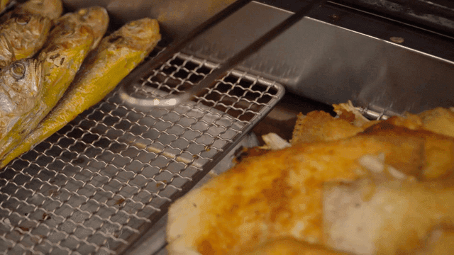 Variety of grilled fish on platter