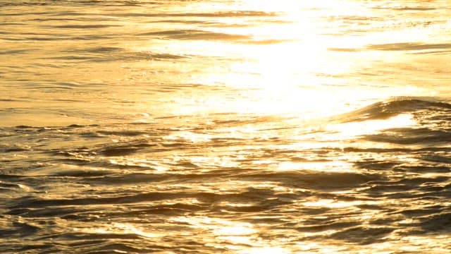 Golden sea waves during sunset