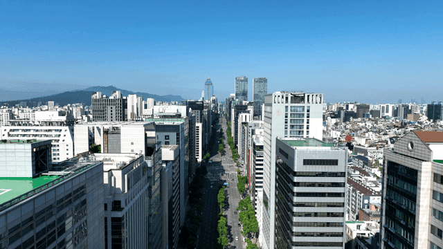 현대 도시 풍경의 항공 뷰