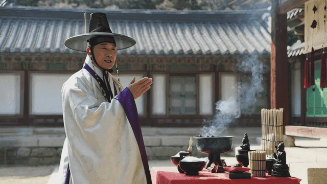 Traditional Korean ritual at a shrine