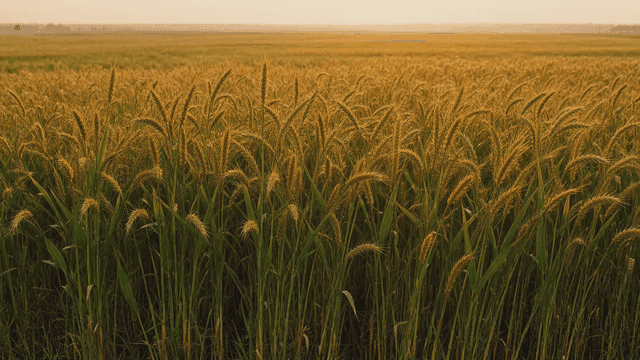 Vast, dense golden wheat field