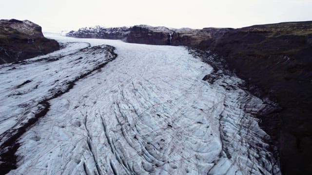 Vast glacier stretching across a mountain