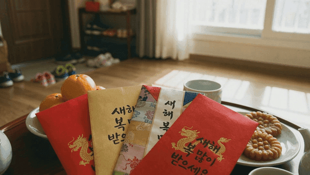 Lunar New Year's money envelope and yakgwa