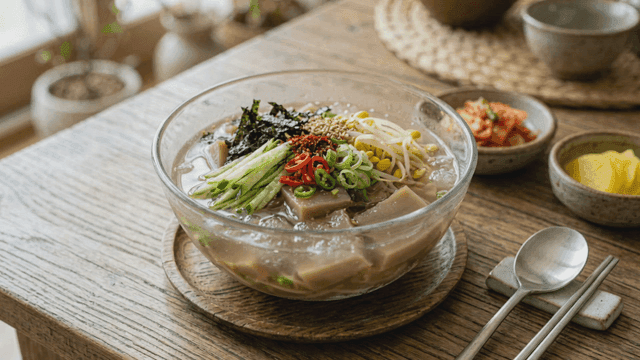 Bowl of acorn jelly soup