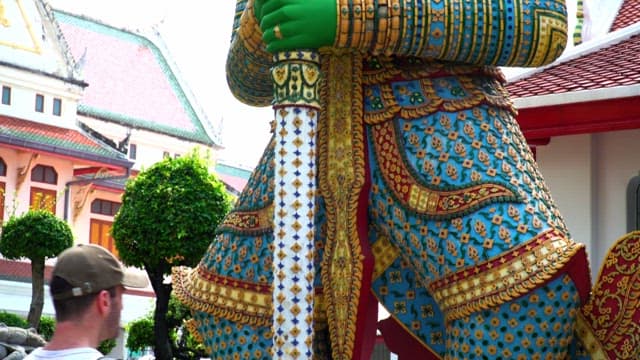 Magnificent Ravana statue in the Thai temple courtyard