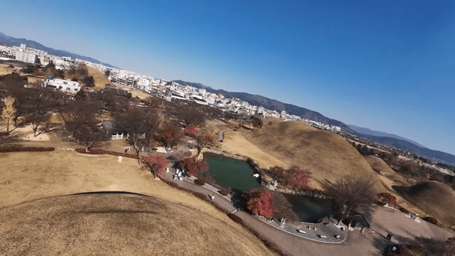 Ancient burial mounds in a scenic park