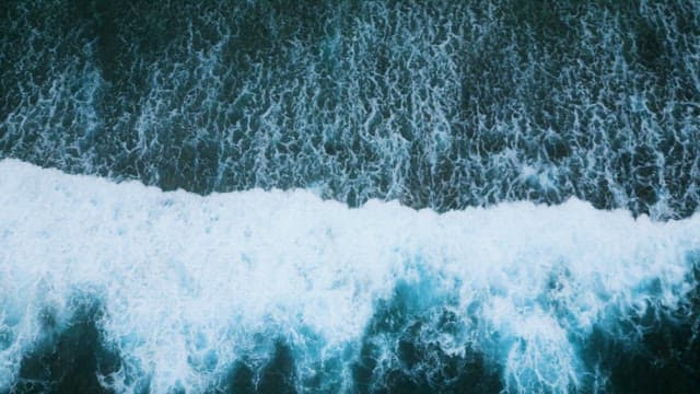 White Foam of Waves Crashing onto a Tropical Shore