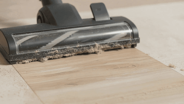 바닥에서 먼지를 제거하는 진공청소기