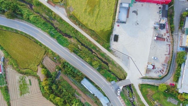 View of fields and roads