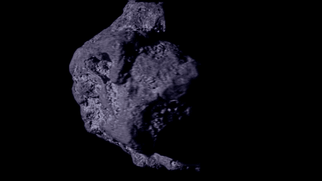 어두운 바위의 회전하는 모습