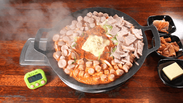 Side dishes and stir-fried sausage plate