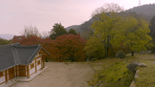Traditional Korean house in autumn