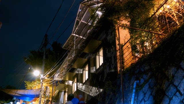 Night view of a building with lights