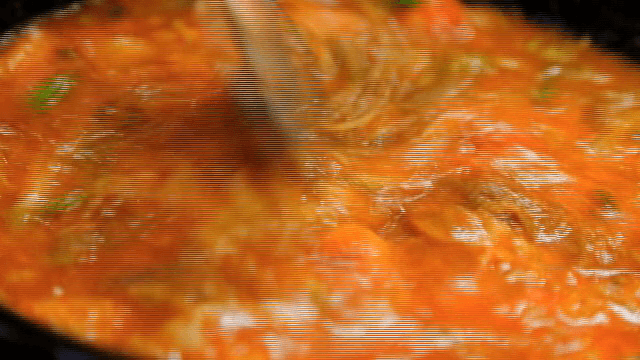 Spicy Bulgogi Hot Pot boiling in a pot