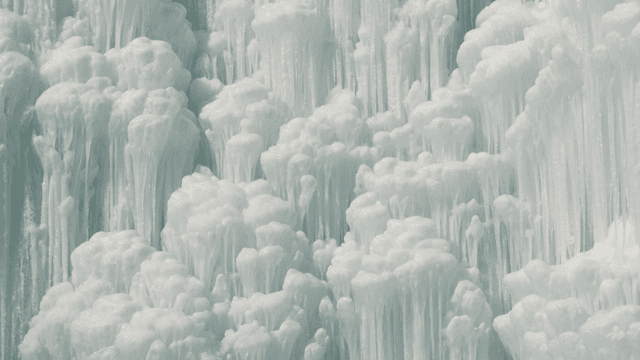 Solidly frozen waterfall