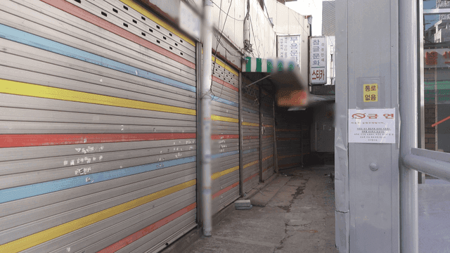Closed shops in narrow alley