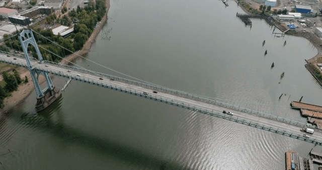 A bridge spanning over a wide river