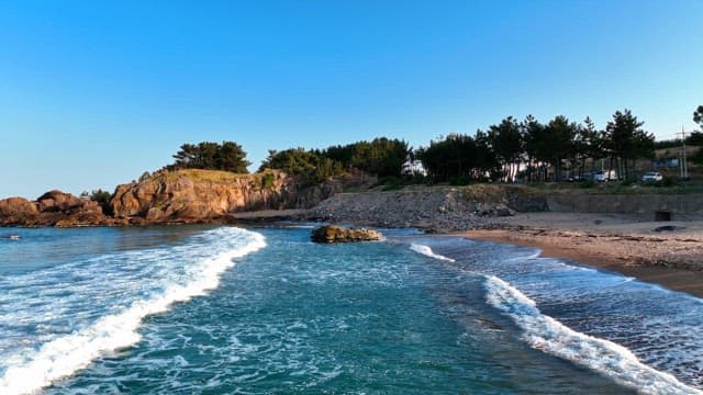 Rocky coastline with gentle waves