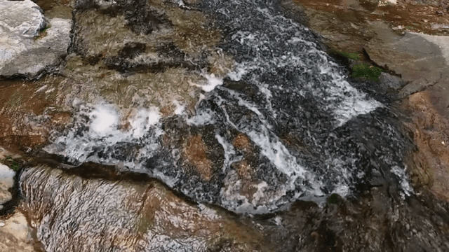 Flowing water over rocks in a stream