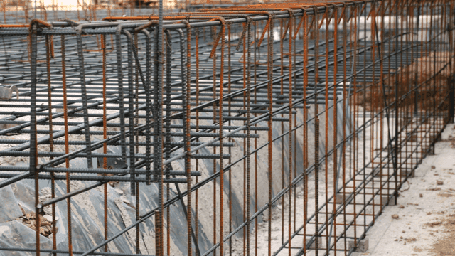Rebar structure at a construction site