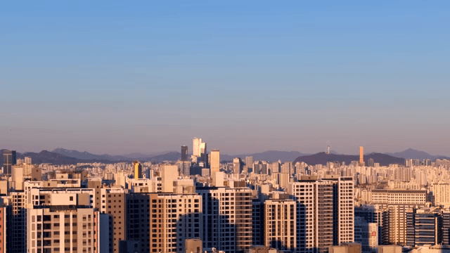 Cityscape with sunset