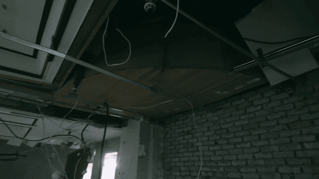 Unfinished ceiling with exposed wires