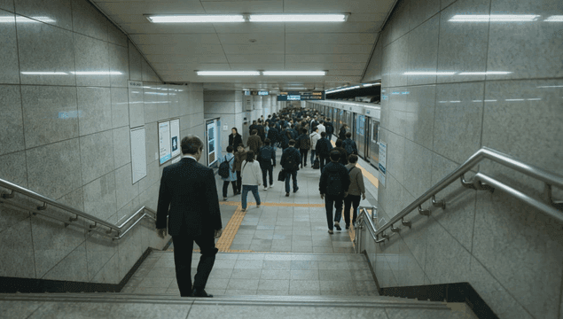 Subway station during commuter time