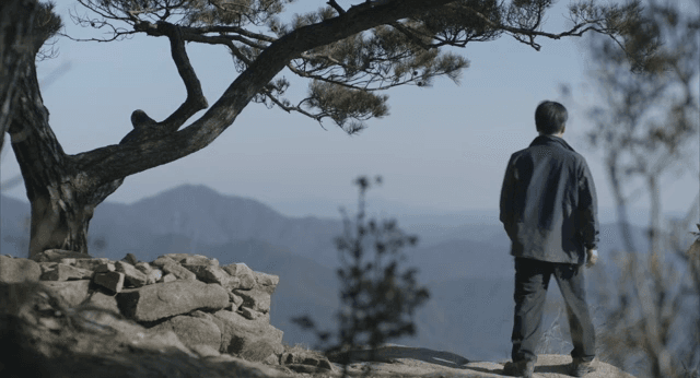 산 정상에 서 있는 사람