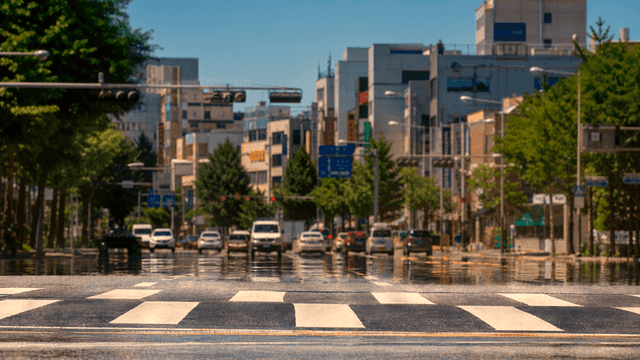 Hot city roads where cars pass by