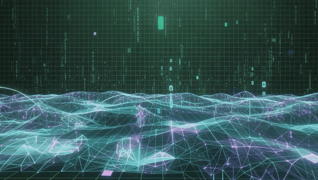 데이터 스트림이 있는 디지털 풍경