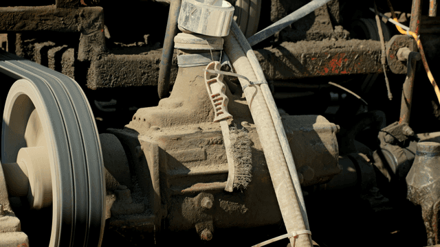 먼지가 많은 산업 기계의 근접 촬영