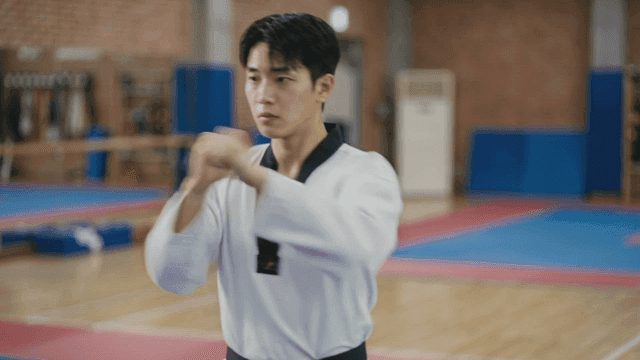 Man practicing Taekwondo at gym