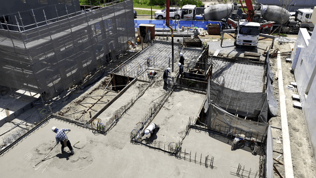 Construction workers at a building site