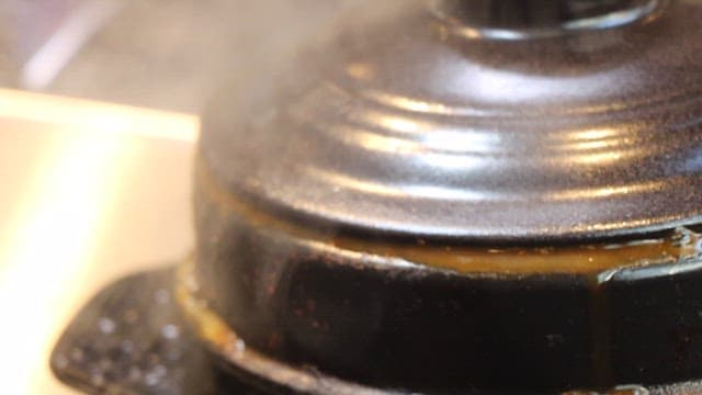 Pork Kimchi Stew Bubbling in an Earthen Pot
