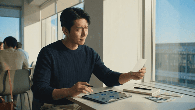 Man designing with tablet pen in bright office