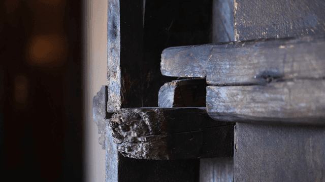 Close-up of a traditional wooden door