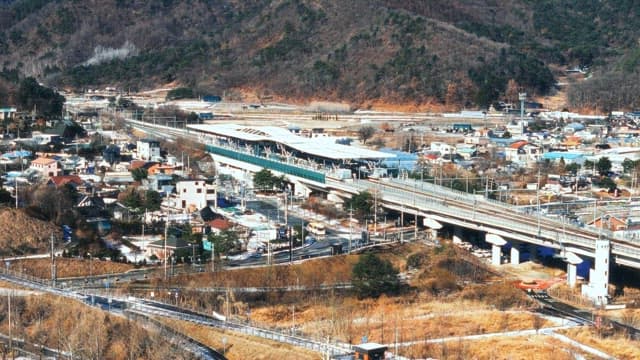 Train Station Overlooks a Mountain Village